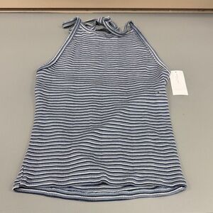 American Eagle Outfitters Blue and White Striped Halter Tank